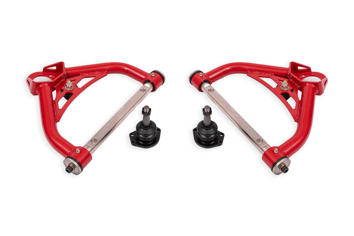 BMR 70-81 Chevrolet Camaro Non-Adj. Upper A-Arms w/ 0.5in Tall Ball Joint (Delrin) - Red - AAU322R
