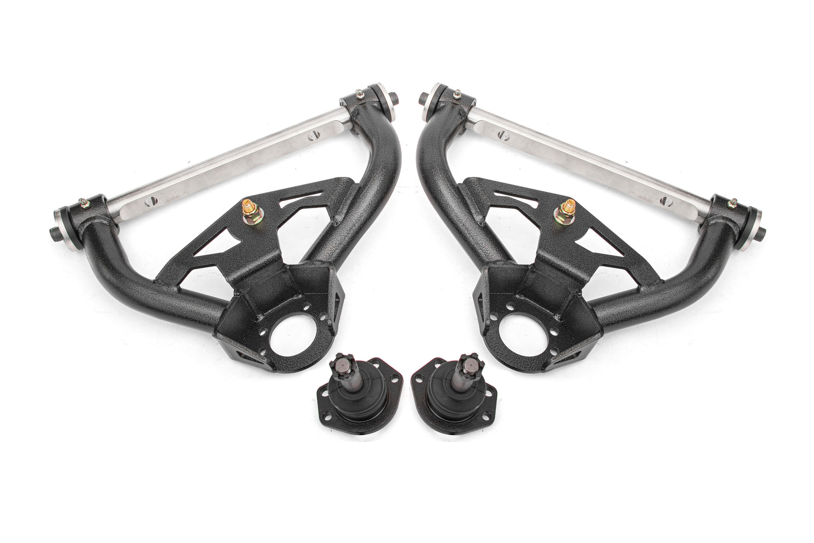 BMR 78-87 GM G-Body Non-Adjustable Upper A-Arms Delrin 0.5in Tall Ball Joint - Black Hammertone - AAU462H