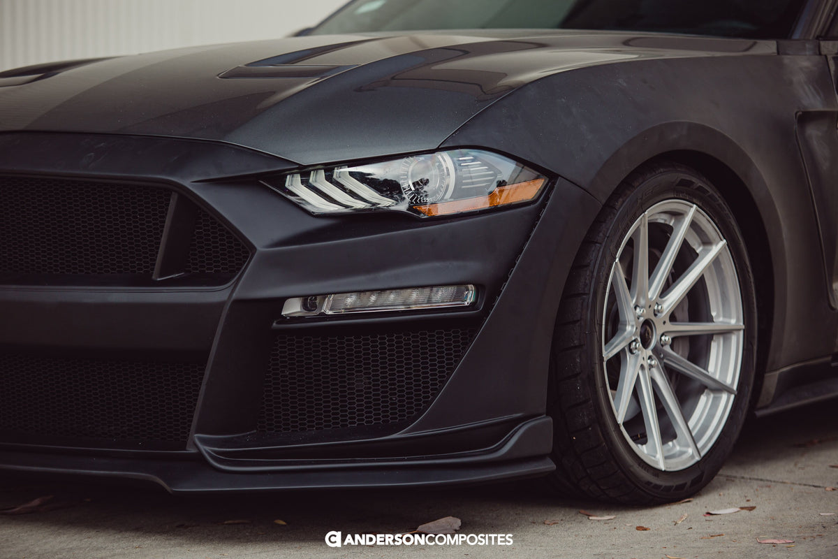 Anderson Composites 18-19 Ford Mustang Type-ST Fiberglass Front Bumper w/Lip (Req Anderson Fenders) - AC-FB18FDMU-ST-GF