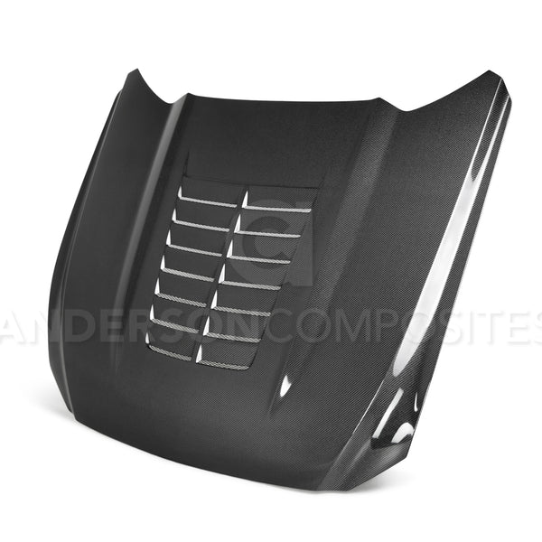 Anderson Composites 15-17 Ford Mustang (Excl. GT350/GT350R) Double Sided Type-GT5 Carbon Fiber Hood - AC-HD15FDMU-GT5-DS