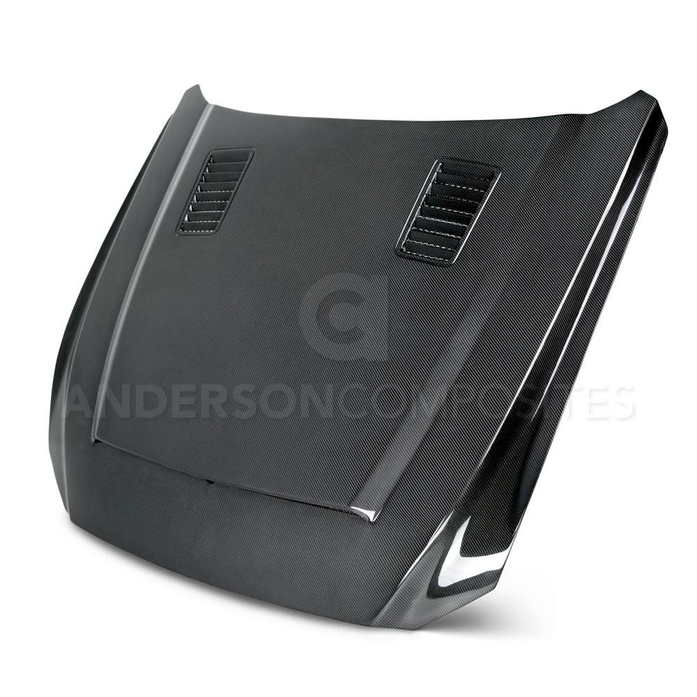 Anderson Composites 15-17 Ford Mustang (Excl. GT350/GT350R) Super Snake Double Sided Hood - AC-HD15FDMU-SN-DS