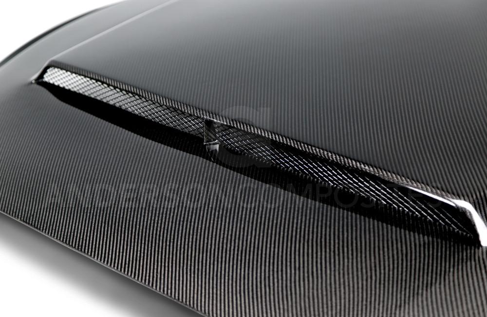 Anderson Composites 15-17 Ford Mustang (Excl. GT350/GT350R) Super Snake Double Sided Hood - AC-HD15FDMU-SN-DS