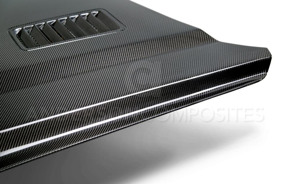 Anderson Composites 15-17 Ford Mustang (Excl. GT350/GT350R) Super Snake Double Sided Hood - AC-HD15FDMU-SN-DS