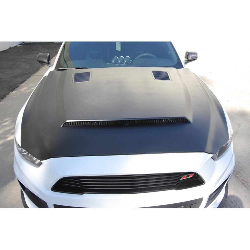 Anderson Composites 2015-2017 Ford Mustang (Excl. GT350/GT350R) Super Snake Style Hood Fiberglass - AC-HD15FDMU-SN-GF