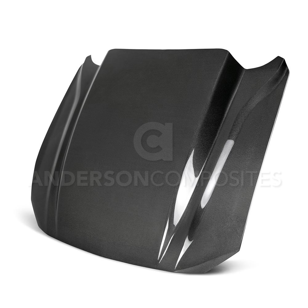 Anderson Composites 2018 Ford Mustang Double Sided Type-CJ 4in Carbon Fiber Cowl Hood - AC-HD18FDMU-CJ-DS