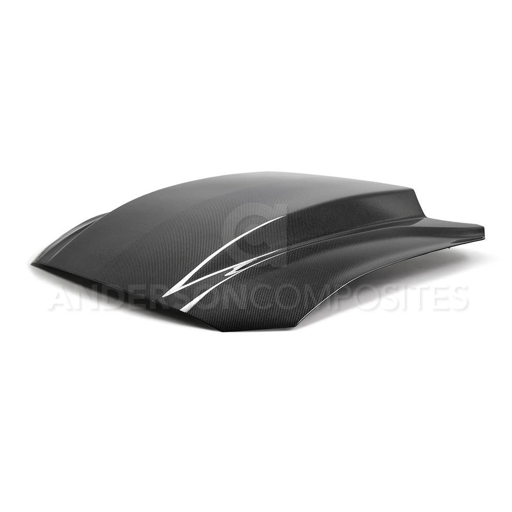 Anderson Composites 2018 Ford Mustang Double Sided Type-CJ 4in Carbon Fiber Cowl Hood - AC-HD18FDMU-CJ-DS