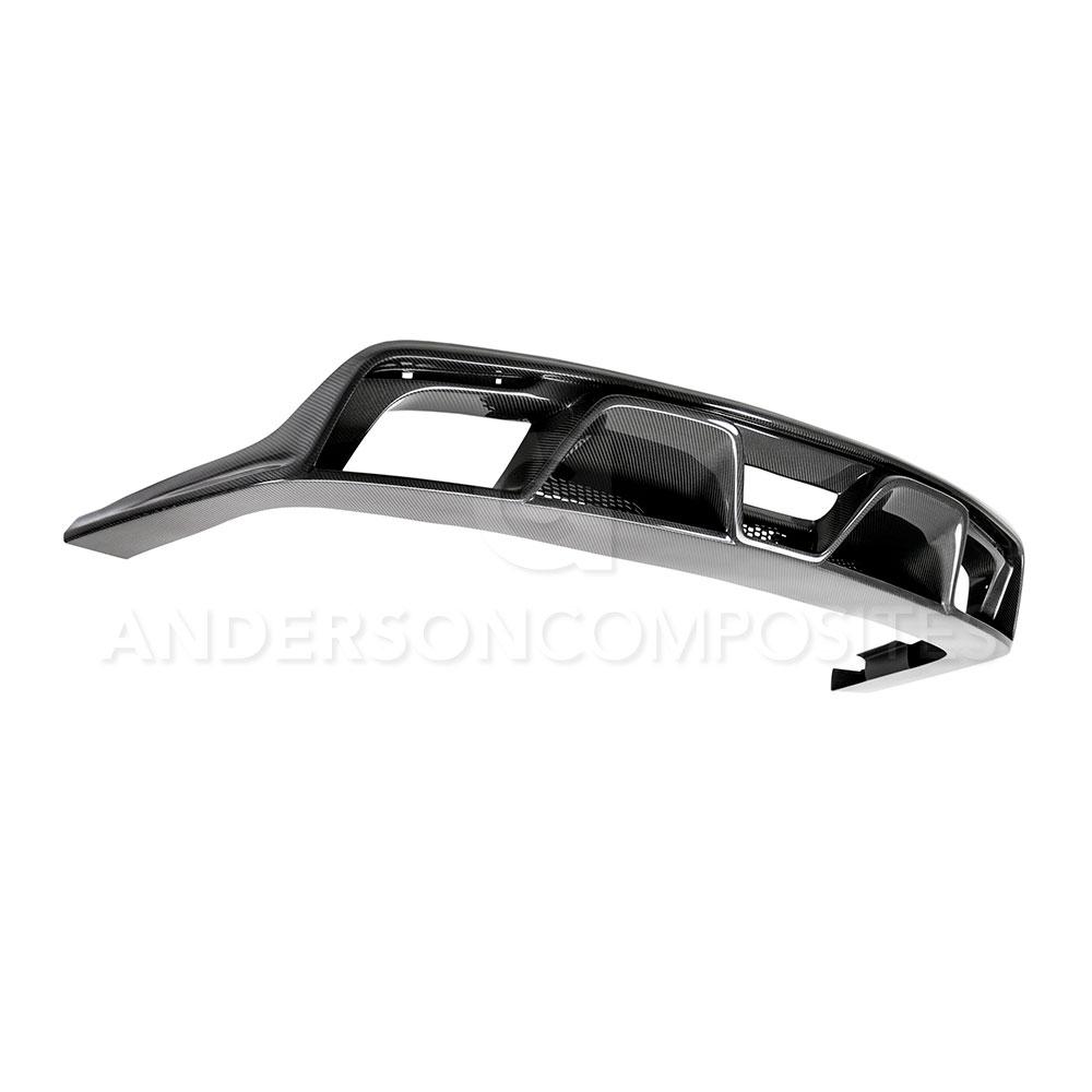 Anderson Composites 15-16 Ford Mustang R-Style Carbon Fiber Rear Valance (for Quad Tip Exhaust) - AC-RL15FDMU-GR