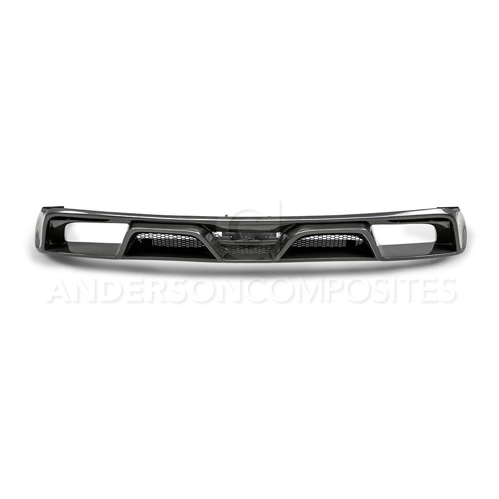 Anderson Composites 15-16 Ford Mustang R-Style Carbon Fiber Rear Valance (for Quad Tip Exhaust) - AC-RL15FDMU-GR