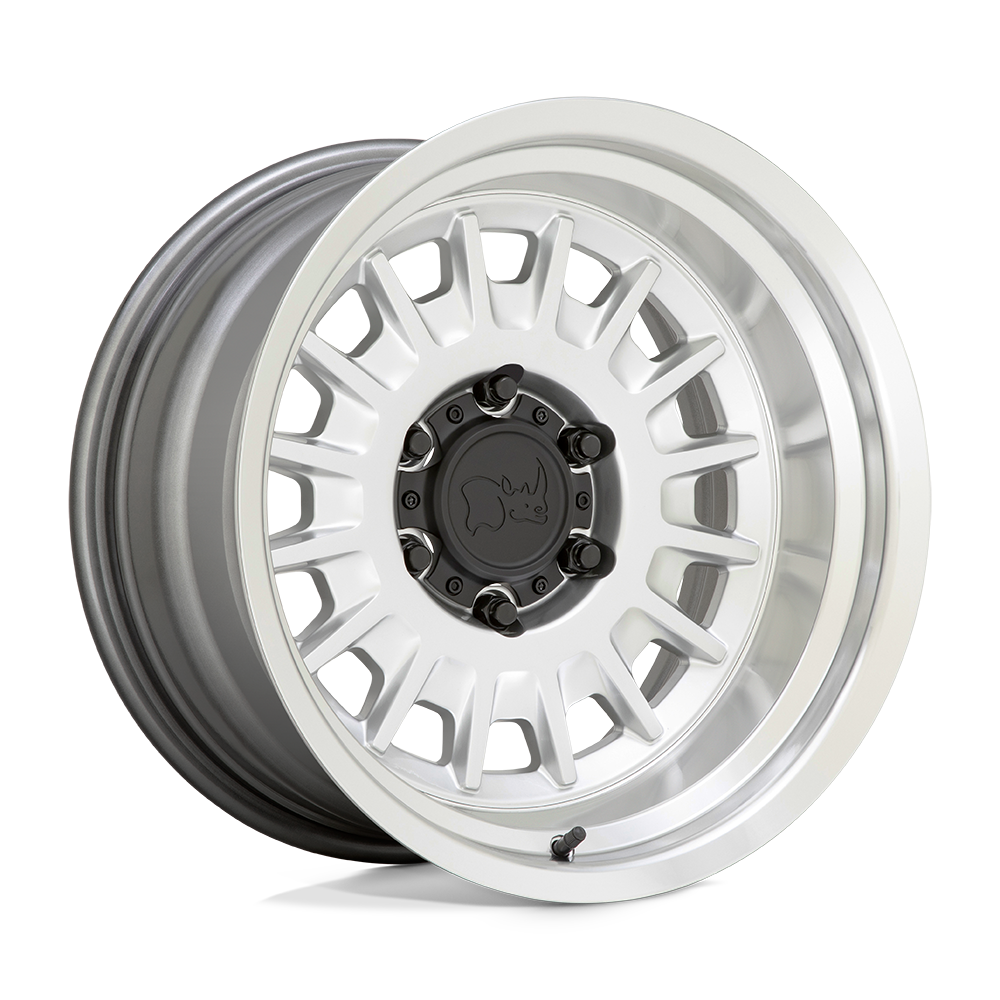 Black Rhino Hard Alloys Aliso 17X8 6X114.3 +0MM Gloss Silver W/ Mirror Cut