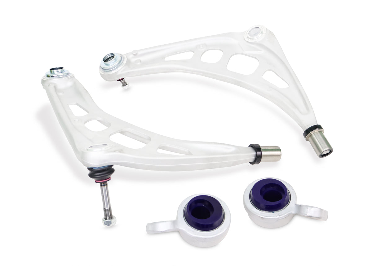 SuperPro - Front Lower Control Arm Set w/ Bushings - Add'l Positive Caster (BMW E36, E85, E86) - ALOY0046XK