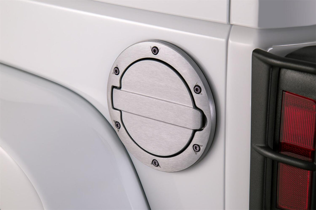 AMP Research 2007-2017 Jeep Wrangler JK 2/4 Door Fuel Door - Brushed - 73000-00A