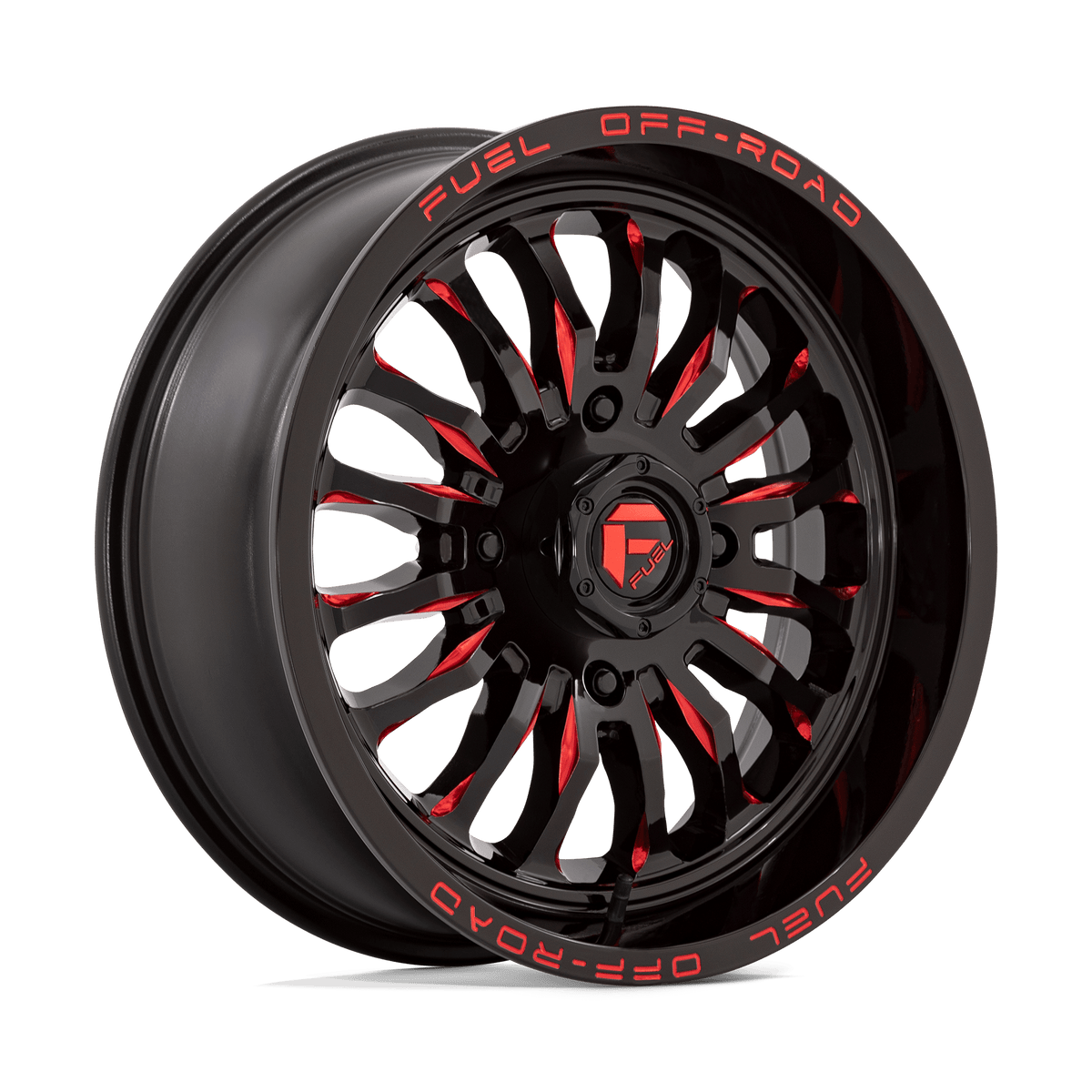 Fuel Off-Road Aluminum Wheels 18X7 Arc Utv D822 Gloss Black Milled W/ Red Tint