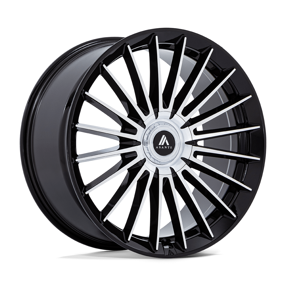 Asanti Black Ab048 Viceroy 22X9 5X112/5X120/5X120 +27MM Gloss Black W/ Machined Face
