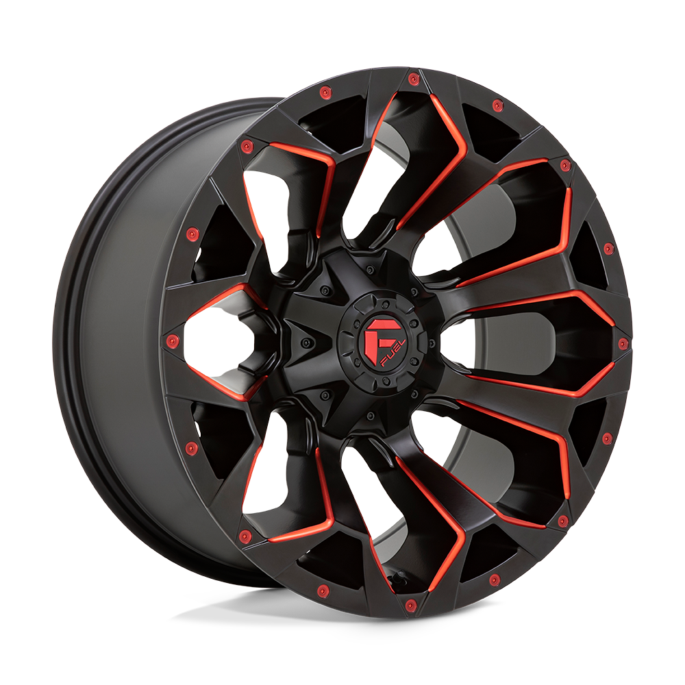 Fuel Off-Road Aluminum Wheels 22X10 Assault D787 Matte Black Red Milled