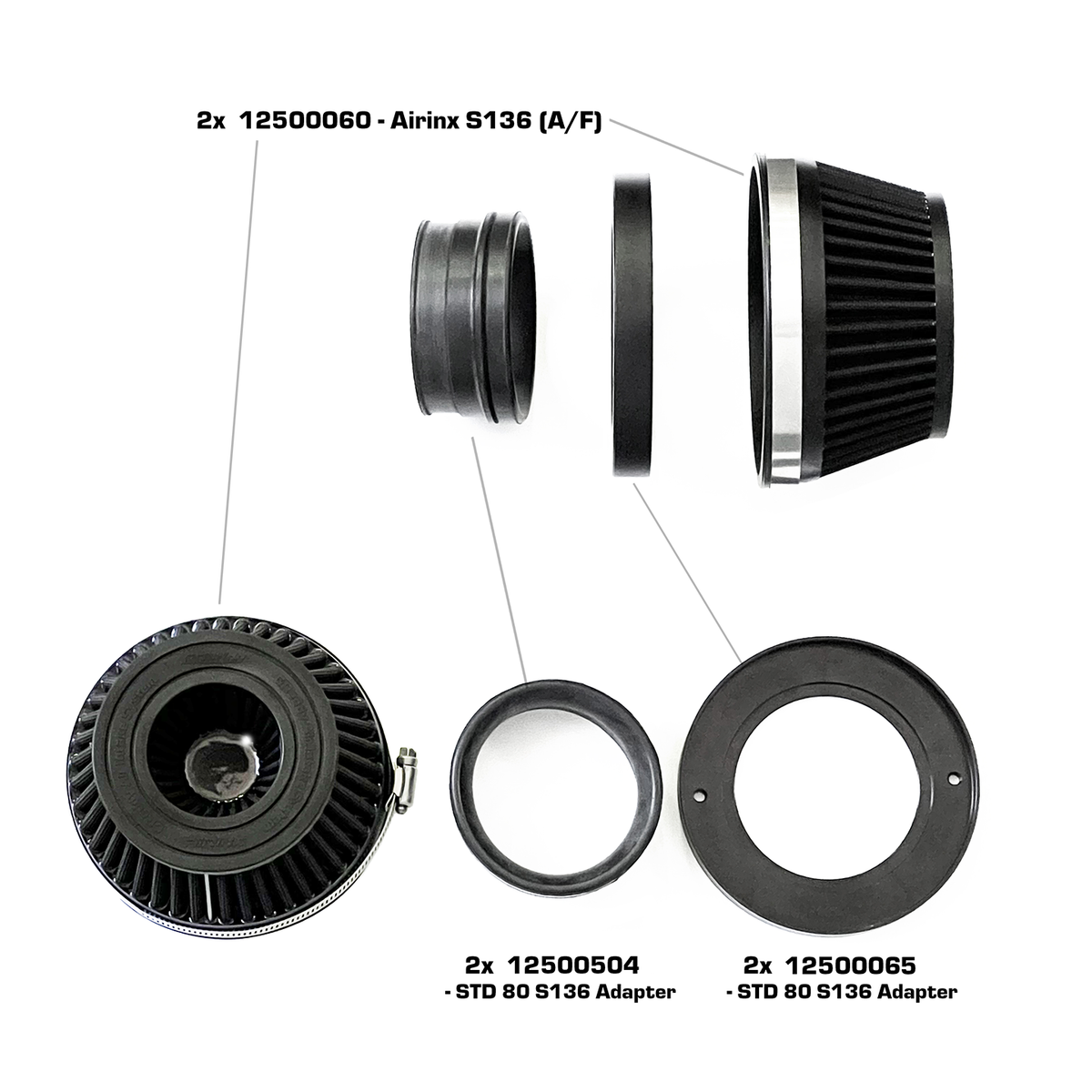 GReddy - ShopGreddy Spl.: GReddy A/F-Type Airinx S 136 Air Filter, Baseplate & Adapters - 12500060
