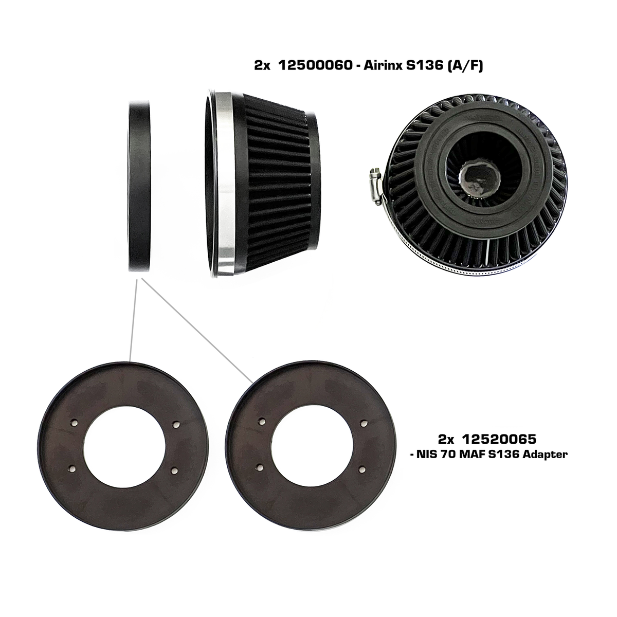 GReddy - ShopGreddy Spl.: GReddy A/F-Type Airinx S 136 Air Filter, Baseplate & Adapters - 12500060