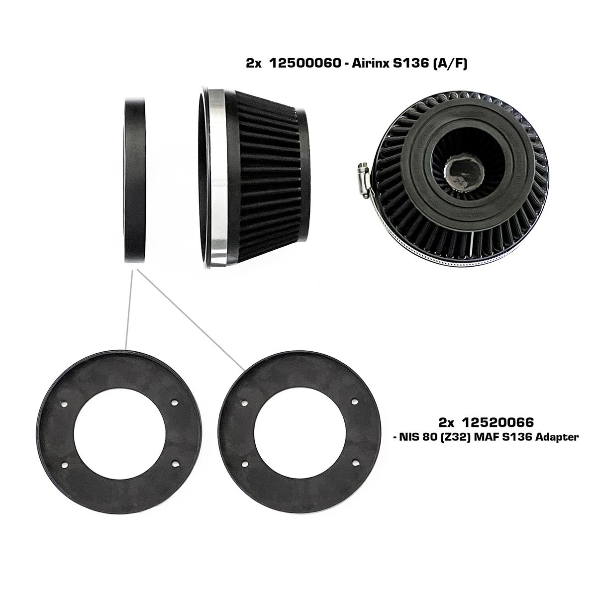 GReddy - ShopGreddy Spl.: GReddy A/F-Type Airinx S 136 Air Filter, Baseplate & Adapters - 12500060