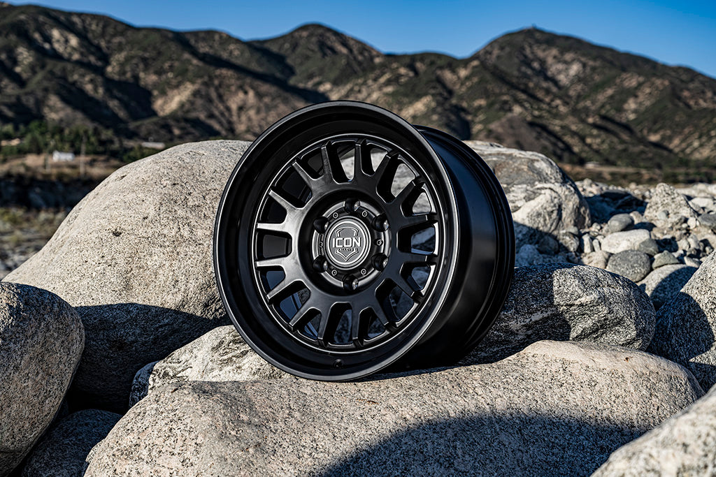 ICON Anza 17x8.5 6x5.5 0mm Offset 4.75in BS 106.1mm Hub Bore Satin Black Wheel - 8217858347SB