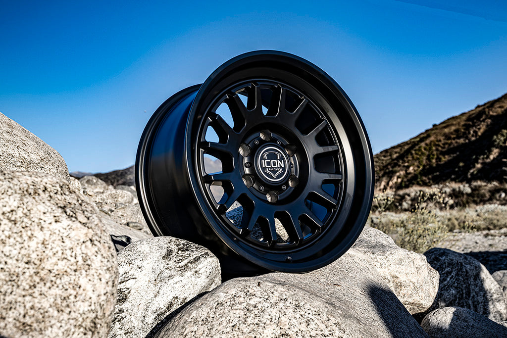ICON Anza 17x8.5 6x5.5 0mm Offset 4.75in BS 106.1mm Hub Bore Satin Black Wheel - 8217858347SB