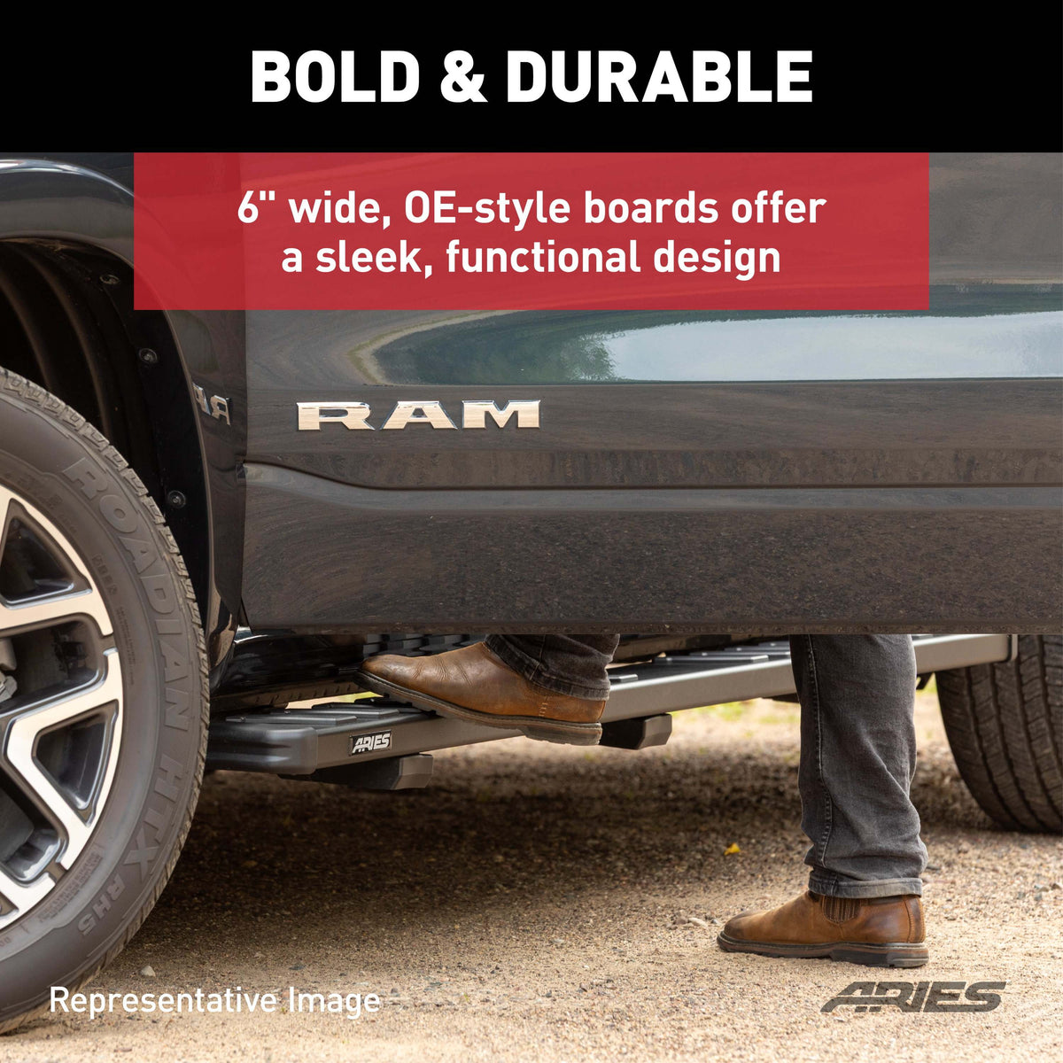 ARIES B2953 NovaTrac 6" x 53" Black E-Coat Steel Running Boards