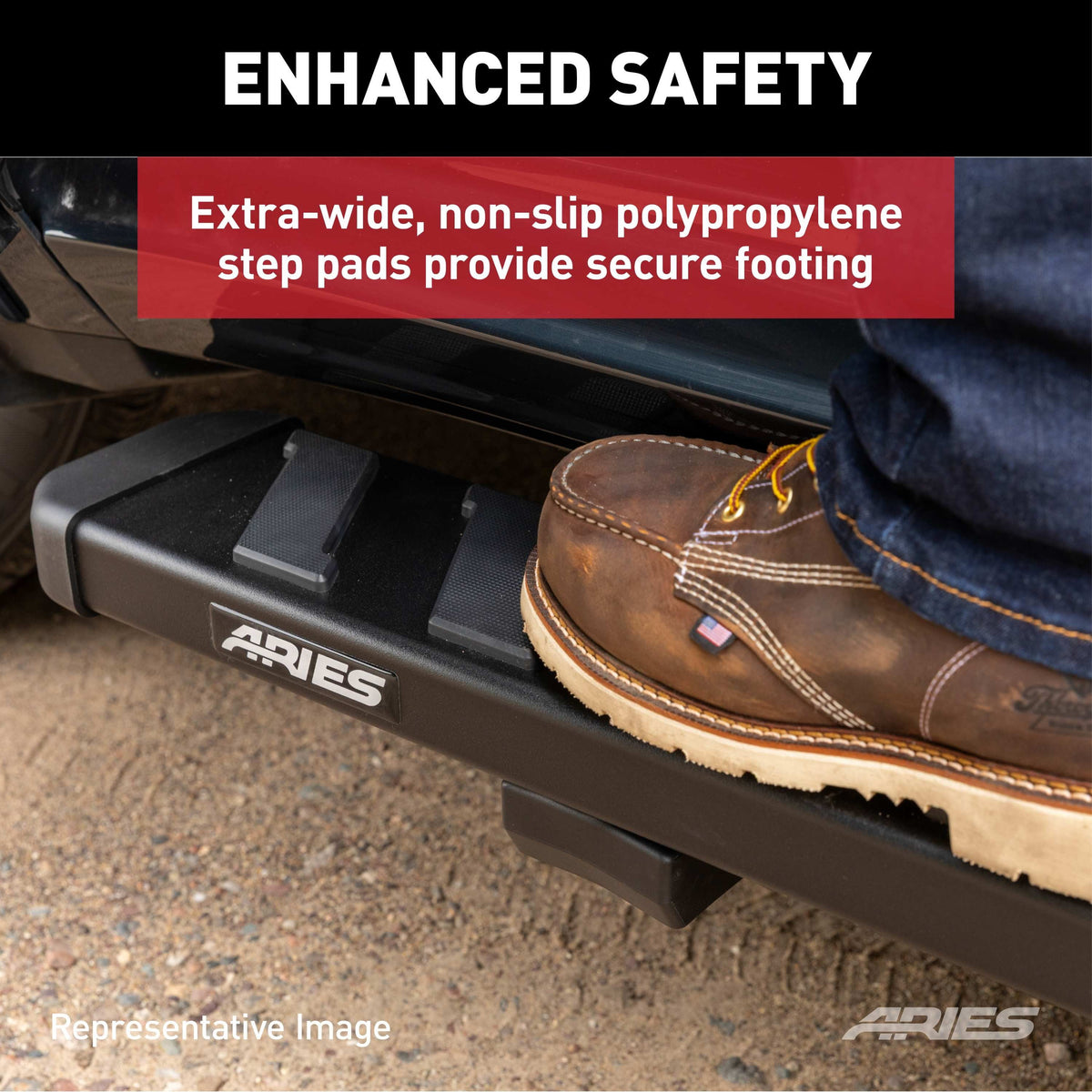ARIES B2953 NovaTrac 6" x 53" Black E-Coat Steel Running Boards