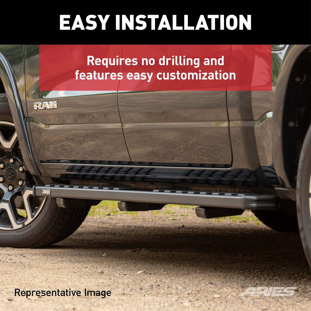 ARIES B2953 NovaTrac 6" x 53" Black E-Coat Steel Running Boards