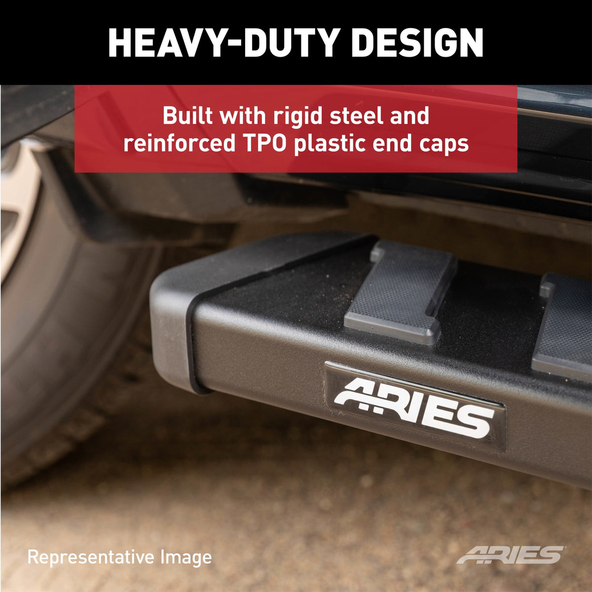ARIES B2975 NovaTrac 6" x 75" Black E-Coat Steel Running Boards