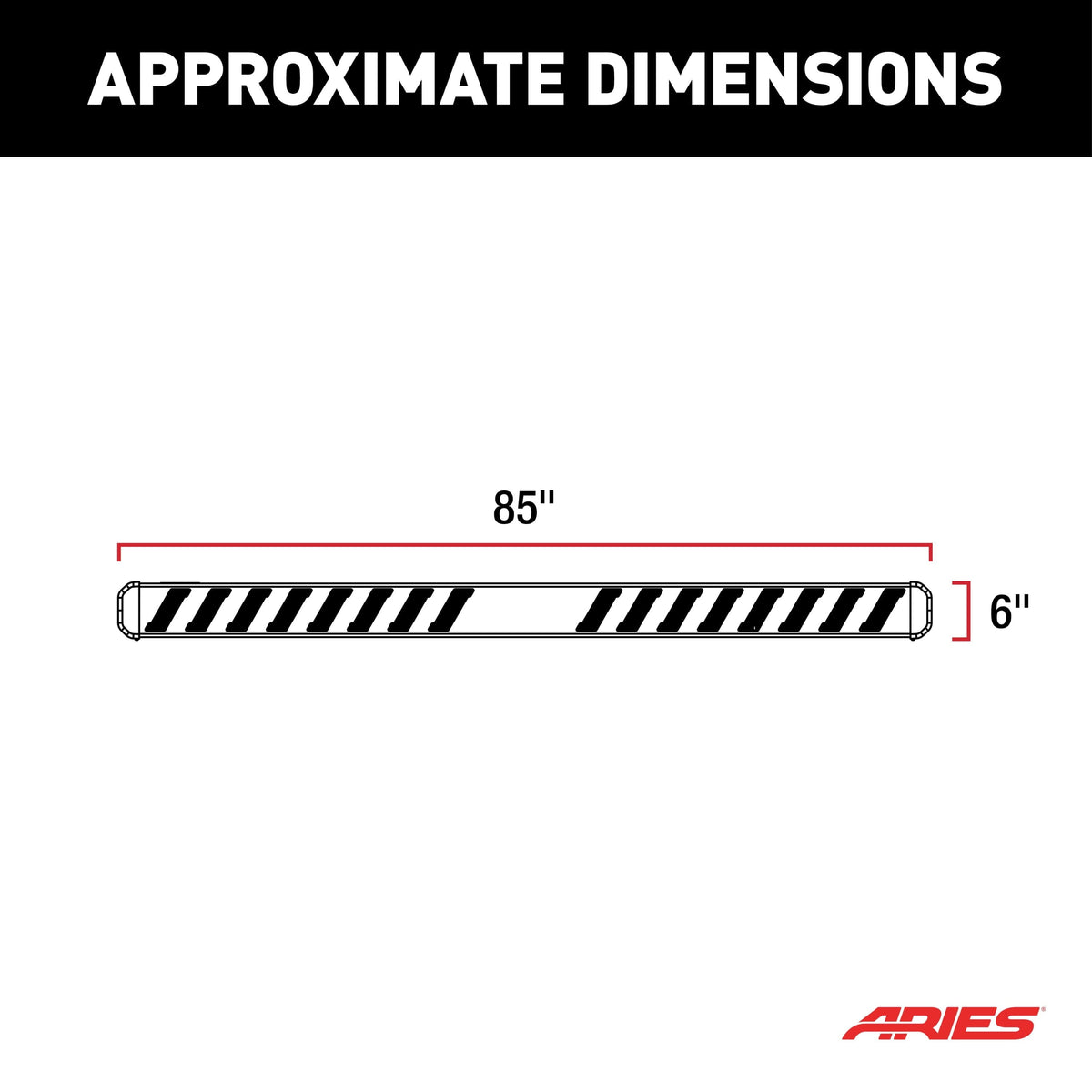 ARIES B2985 NovaTrac 6" x 85" Black E-Coat Steel Running Boards