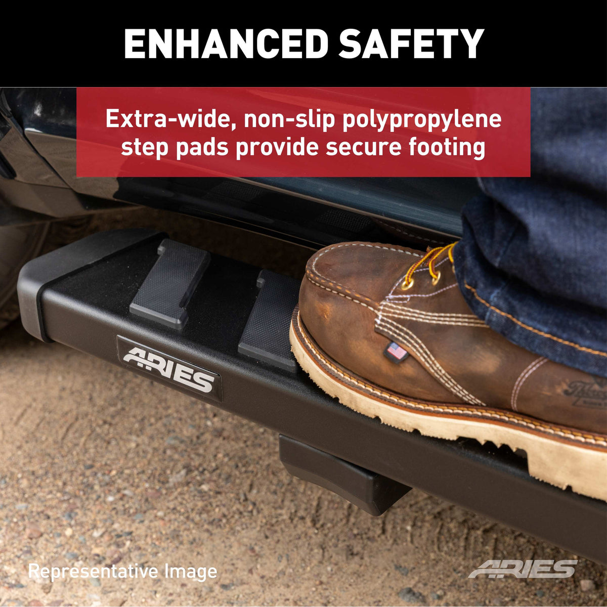 ARIES B2985 NovaTrac 6" x 85" Black E-Coat Steel Running Boards