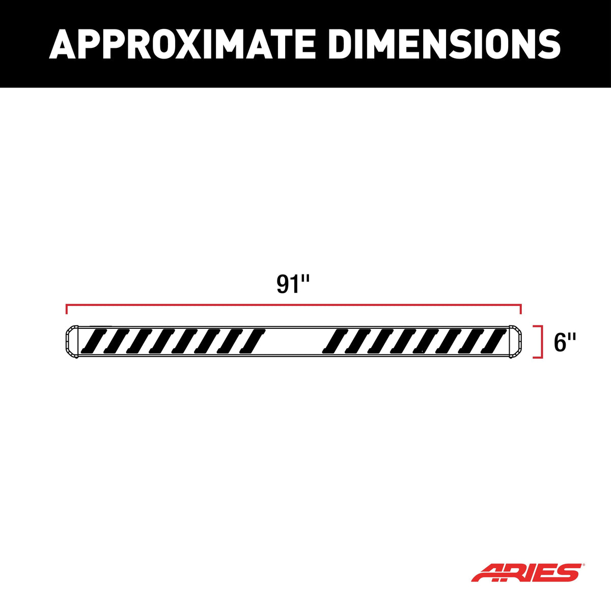 ARIES B2991 NovaTrac 6" x 91" Black E-Coat Steel Running Boards