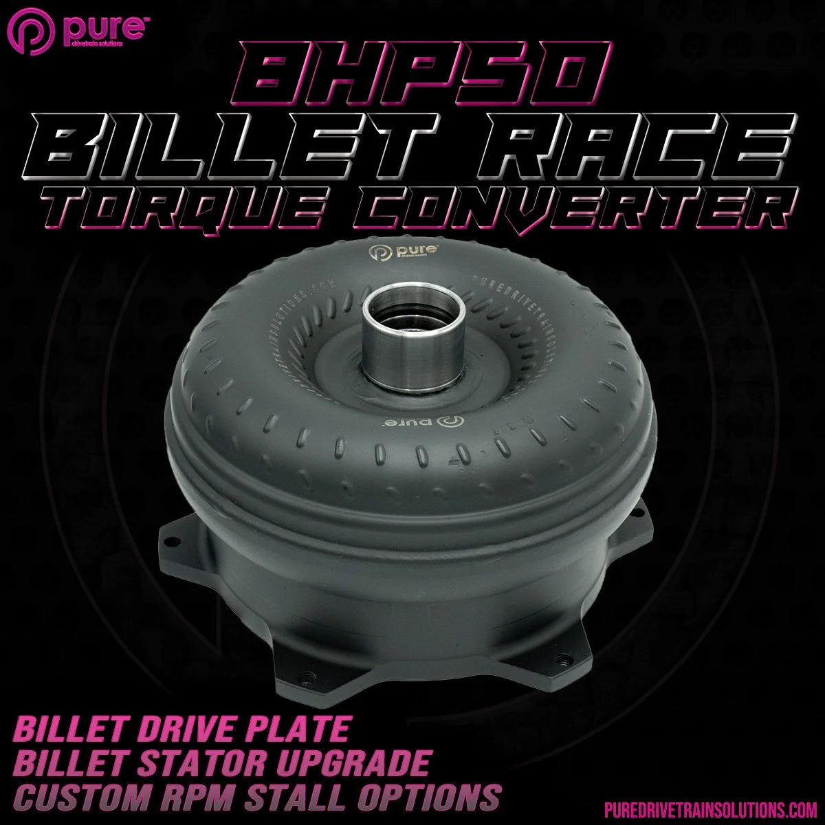 Pure Drivetrain 8HP50 High Performance Billet Race Torque Converter - 26/50 Stator - AWD - 16-96-2650