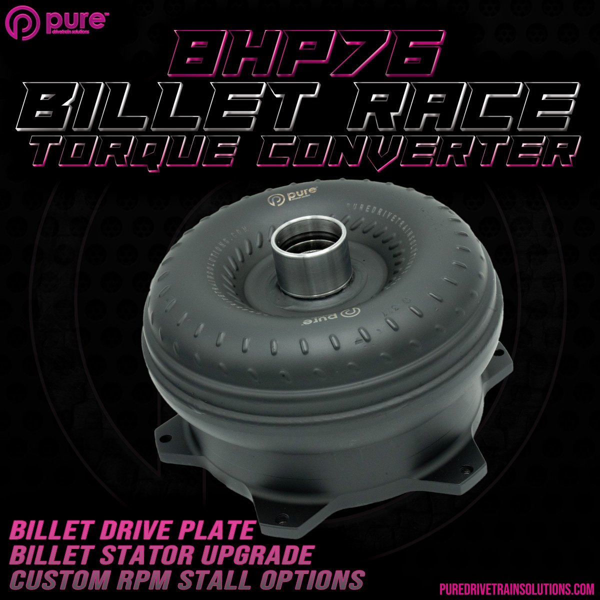 Pure Drivetrain 8HP76 High Performance Billet Race Torque Converter - 26/55 Stator - RWD - 16-86-2655