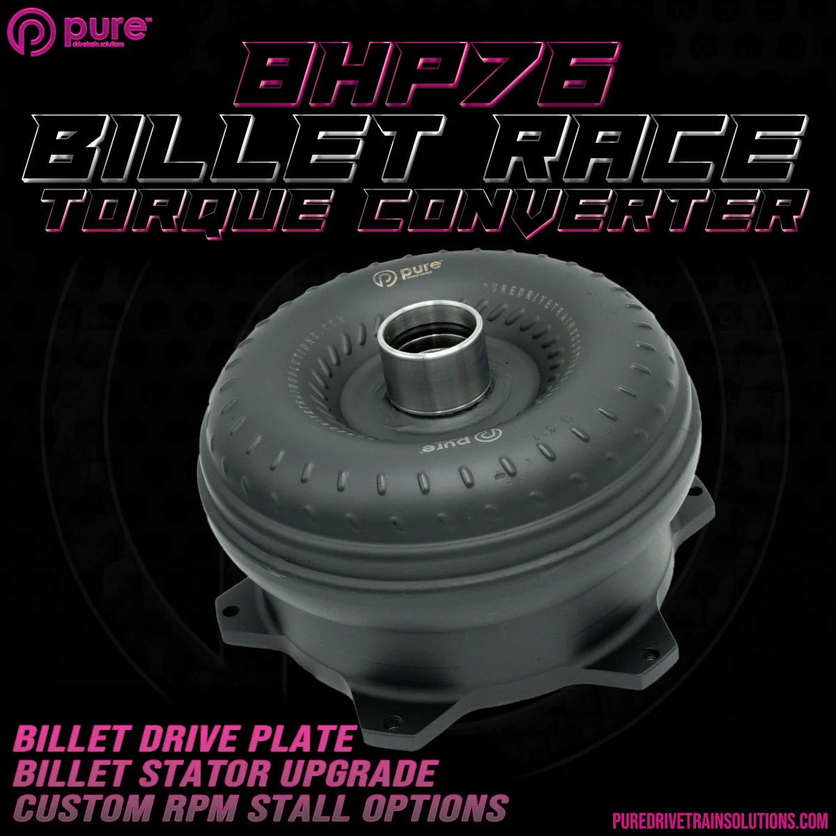 Pure Drivetrain 8HP76 High Performance Billet Race Torque Converter - 26/50 Stator - RWD - 16-86-2650