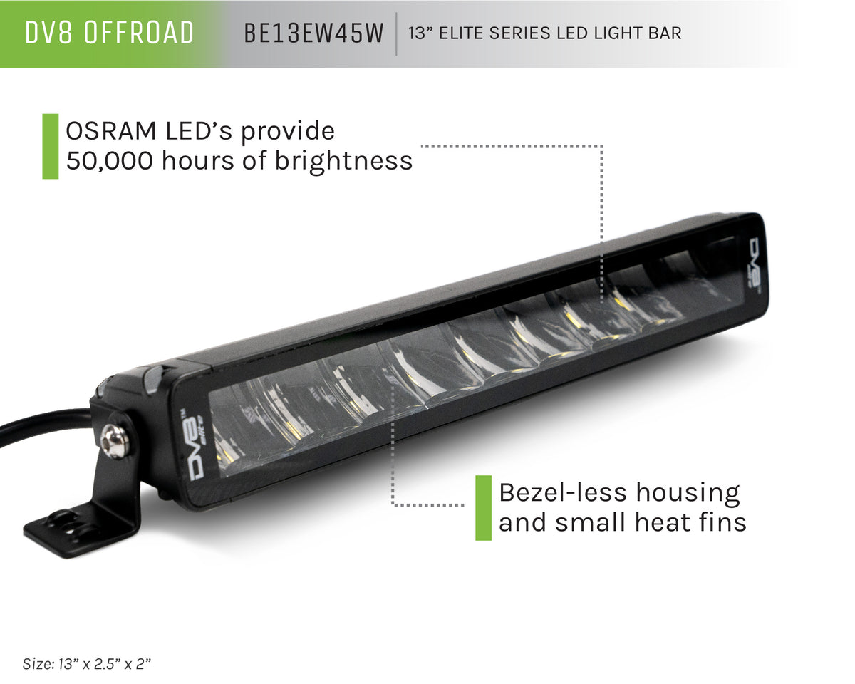 DV8 Offroad - Unvl 13in. High Profile LED Light Bar w/ Flood/spot Combo Pattern/side Mounts - BE13EW45W