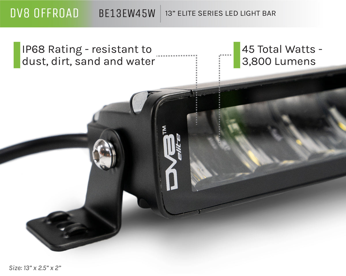 DV8 Offroad - Unvl 13in. High Profile LED Light Bar w/ Flood/spot Combo Pattern/side Mounts - BE13EW45W