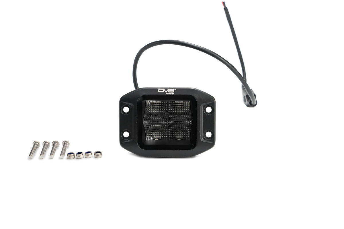 DV8 Offroad - Universal 3 In. Cube LED Light With Flood Pattern And Flush Mount Plate Built In - BE3FMW40W