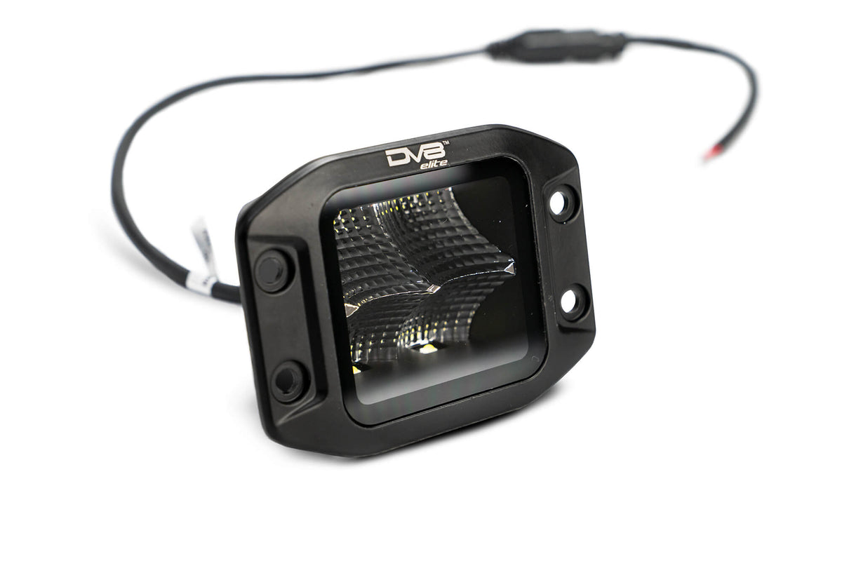 DV8 Offroad - Universal 3 In. Cube LED Light With Flood Pattern And Flush Mount Plate Built In - BE3FMW40W