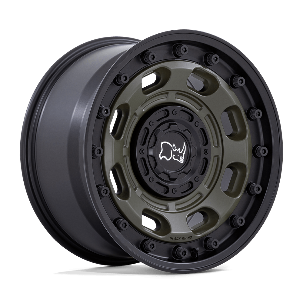 Black Rhino Hard Alloys Atlas 16X8 6X139.7 -10MM Olive Drab Green W/ Black Lip