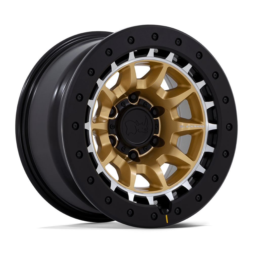Black Rhino Hard Alloys Br016 Tusk 17X8.5 6X139.7 -10MM Matte Gold W/ Machined Ring