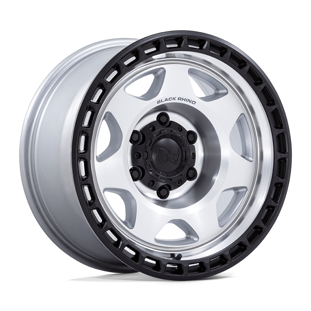 Black Rhino Hard Alloys Br018 Voyager 17X8.5 5X127 +0MM Silver Machined W/ M-Black Lip