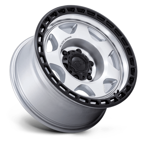 Black Rhino Hard Alloys Br018 Voyager 17X8.5 6X139.7 +0MM Silver Machined W/ M-Black Lip