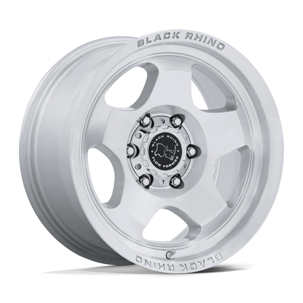 Black Rhino Hard Alloys Br031 Sol 17X8.5 5X127 +0MM Gloss Silver W/ Machined Face
