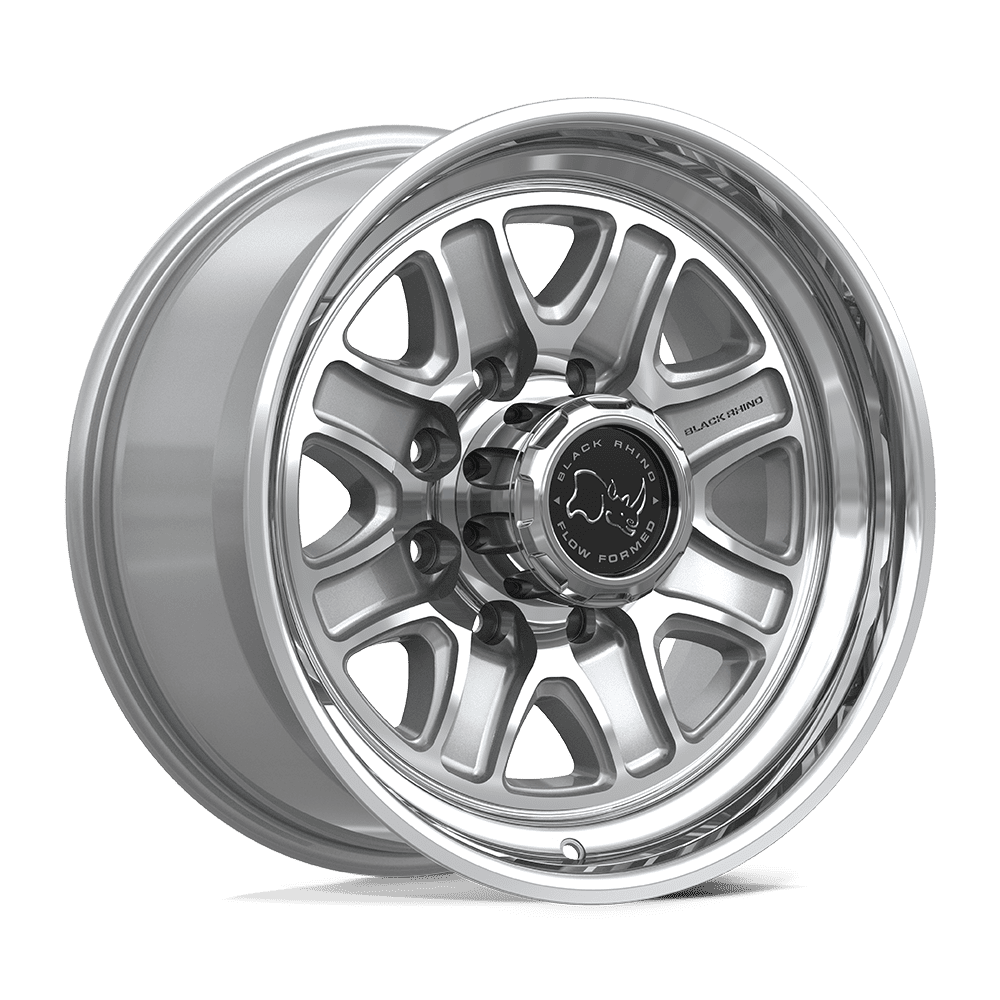 Black Rhino Hard Alloys Br032 Echo 18X9 8X180 +12MM Gloss Silver W/ Machined Face