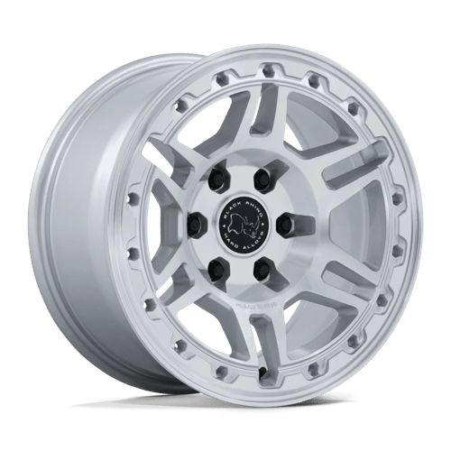 Black Rhino Hard Alloys Br039 Vanguard 17X8.5 6X135 +25MM Gloss Silver W/ Machined Face