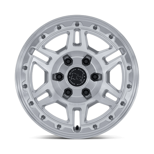 Black Rhino Hard Alloys Br039 Vanguard 17X8 6X139.7 +32MM Gloss Silver W/ Machined Face