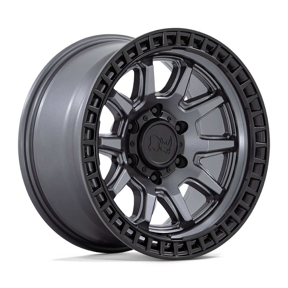 Black Rhino Hard Alloys Calico 17X8.5 5X120 +34MM Matte Gunmetal W/ M-Black Lip