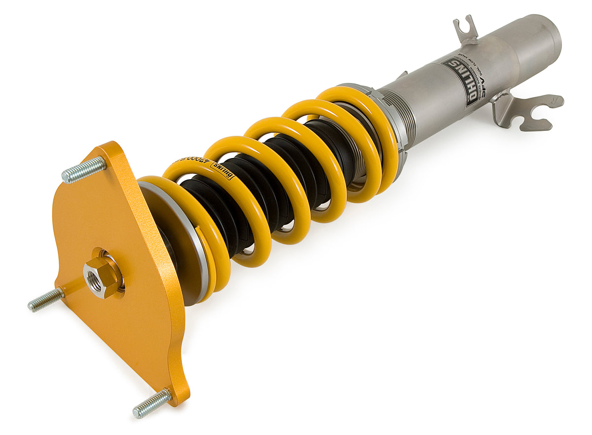 Ohlins 02-06 MINI Cooper/Cooper S (R50/R53) Road & Track Coilover System - BMS MI10S1 for 2002-2007 Mini Cooper - angle view