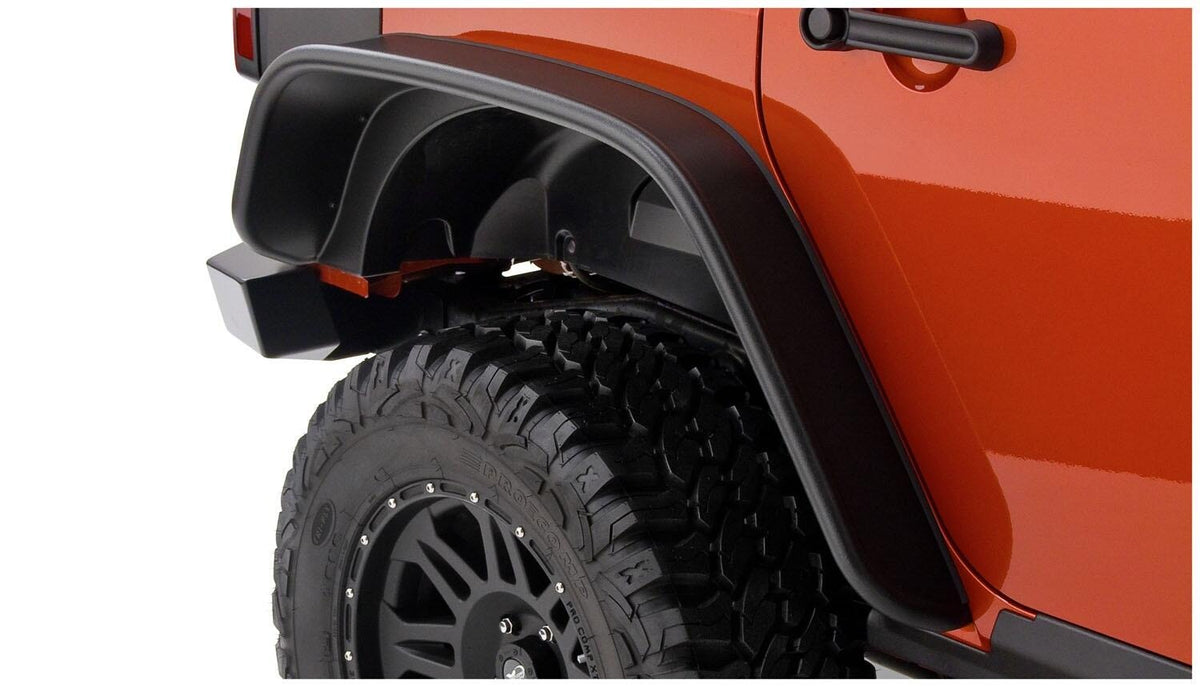 Bushwacker 07-18 Jeep Wrangler Unlimited Flat Style Flares 2pc 4-Door Sport Utility Only - Black - 10050-07 for 2007-2018 Jee
