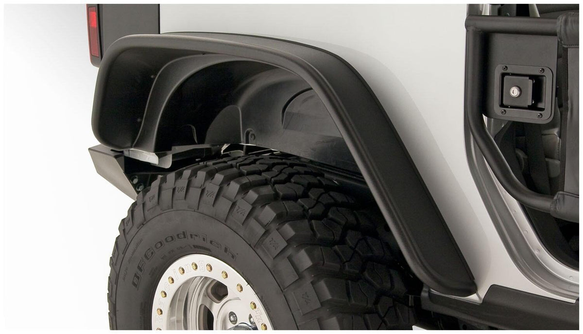 Bushwacker 07-18 Jeep Wrangler Flat Style Flares 2pc Fits 2-Door Sport Utility Only - Black - 10052-07 for 2007-2018 Jeep Wra