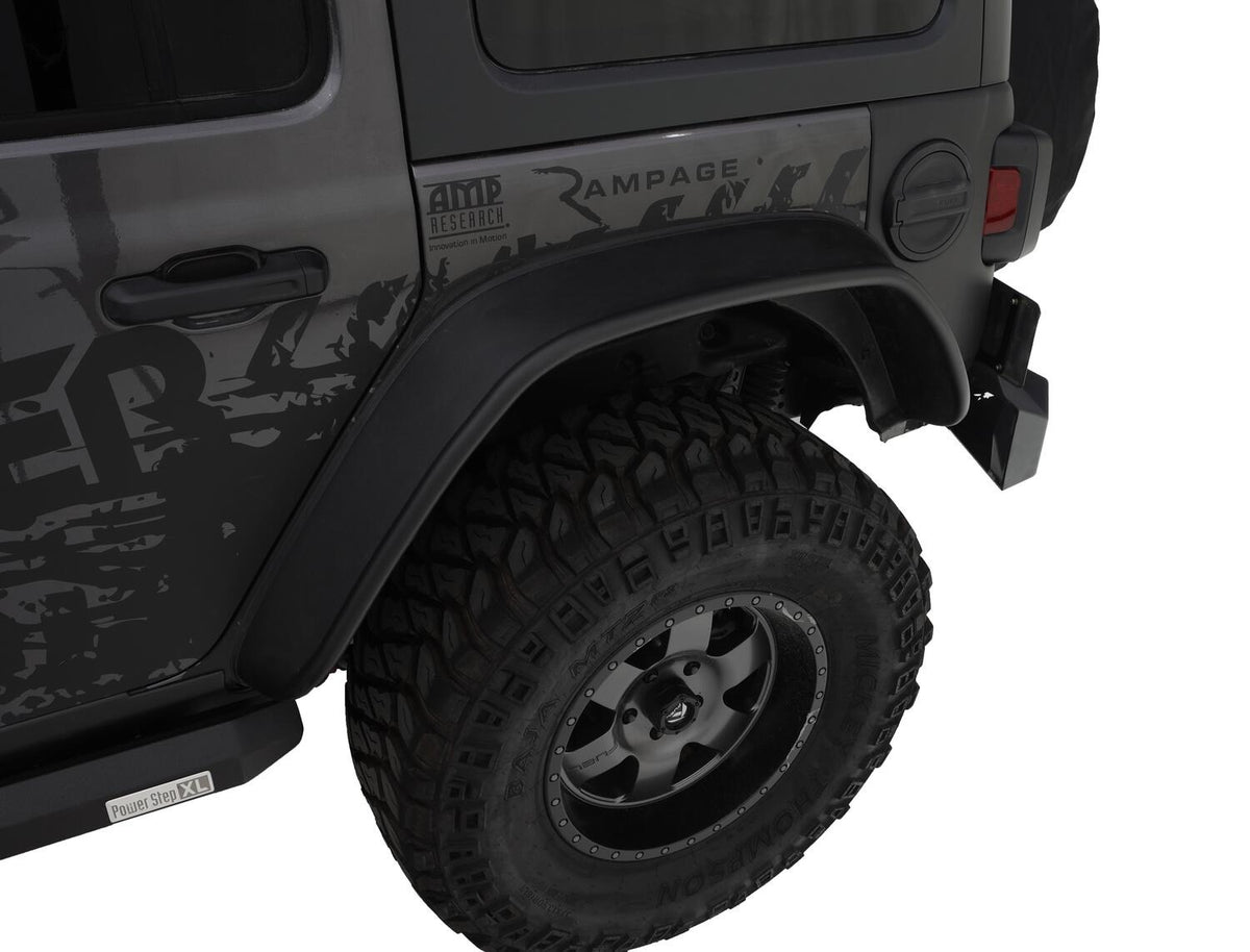 Bushwacker 2018+ Jeep Wrangler (JL) Unlimited Flat Style Flares 4pc - Black - 10923-07 for 2018-2026 Jeep Wrangler - front vi